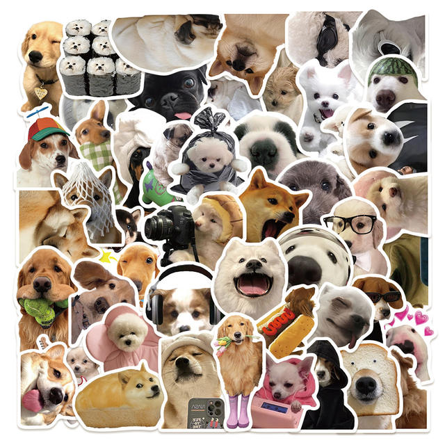50 Realistic Dog Expression Bag Stickers Laptop Guitar Water Cup Hand Account Book Diary Decoration Waterproof Stickers detail 9