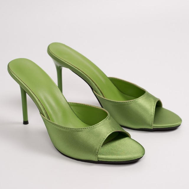 Plus-Size Fashion Simple Solid Color Slip-On High-Heeled Women's Slippers 2026 New Style Sexy Open-Toe Stiletto Shoes detail 5