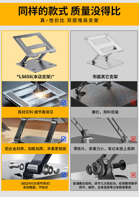 Rexon Upgraded Laptop Stand Heightening Cooling Suspended Folding Double-Layer Desktop Heightening Stand detail 1