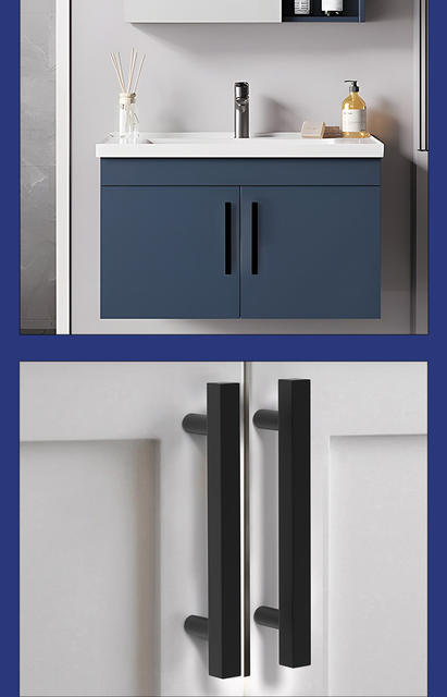 Cross-Border Exclusive Supply of Thickened Cabinet Door Handles, Stainless Steel Square Tube Wardrobe Handles, Light Luxury Minimalist Black Cabinet Handles detail 10