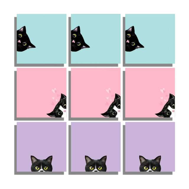 Cross-Border Creative Cat Sticky Notes with Strong Adhesive, Cute Small Notebooks, Colorful Sticky Notes, Small Strips for Marking, Suitable for Students