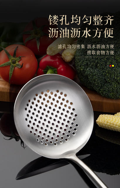 Real 316L Stainless Steel Stir-frying Shovel Chinese-style Rosewood Household Soup Spoon Colander Stir-frying Spoon Kitchenware suit detail 7