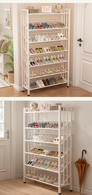 Simple Shoe Rack for Home Use, Multi-Layer Wall-Mounted Shoe Storage Rack for Dormitory, Easy Entryway White Iron Storage Rack detail 12