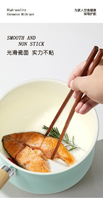 Popular Autumn Blue Double-Sided Ceramic 0-Fluorine Non-Stick Milk Pot, Household Pot for Heating Milk and Cooking Instant Noodles, Suitable for All Stoves, Yukihira Pot detail 6