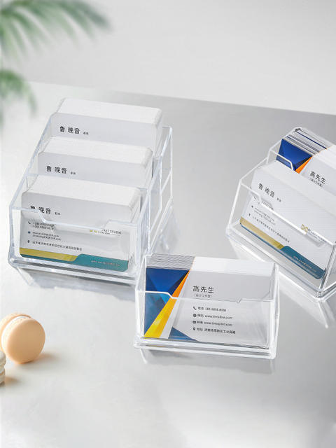 Acrylic High-End Transparent Business Card Box High-End Large-Capacity Desktop Creative Multi-Layer Business Card Shelf Table Display Stand detail 12