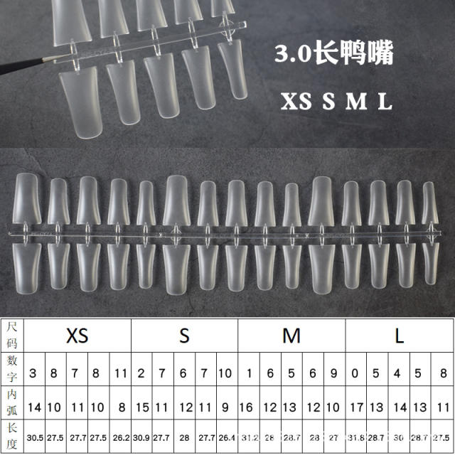 Ultra-Thin Long Duckbill Nail Tips, No Filing Required, Handmade Wearable Full-Cover Nails, Xsml, European and American Cross-Border Wholesale detail 2