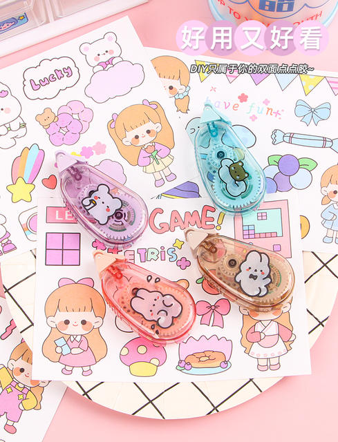 Cute point dispensing girl's hand account tool point-shaped double-sided adhesive correction tape high-looking student large capacity adhesive tape detail 9