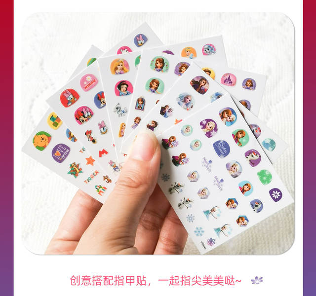 Children's Frozen Nail Stickers Luminous Snow Aisha Princess Strawberry Bear Princess Cartoon Girl Nail Stickers detail 7