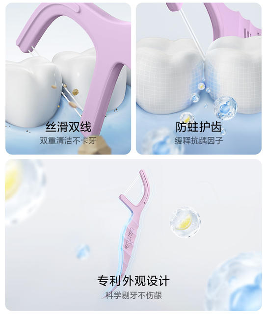 Smile Plus usmile Floss Adult Double Line Floss Stick Household Mint Portable Toothpick Stick Packaging Floss Line detail 2