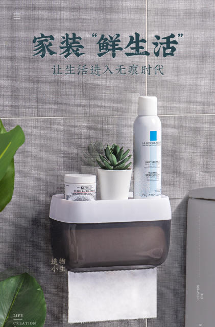 Punch-free toilet tissue box waterproof tissue roll box toilet storage bathroom shelf wall-mounted detail 1