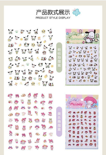 Baby Girl Cartoon Nail Stickers 5D Luminous Nail Stickers for Girls Princess Fluorescent Self-Adhesive Nail Stickers for Little Girls detail 5