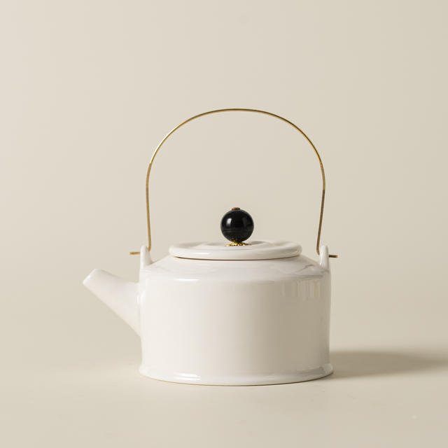 Dehua White Porcelain Teapot with Handle, Jade-Colored, High-End Chinese-Style Tea Set for Hotels, Ceramic Single Teapot Set