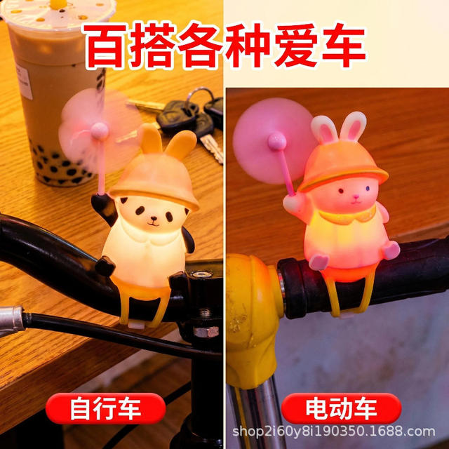 Cartoon Windmill Bicycle Light-Up Decorative Ornament Cute Panda Shiba Inu Electric Bike Handlebar Accessory Pendant detail 4