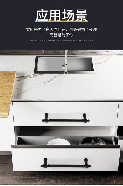 French-Style Minimalist Solid Single-Hole Furniture Hardware Accessories Drawer Cabinet Door Handle American-Style Black Cabinet Wardrobe Handle detail 7
