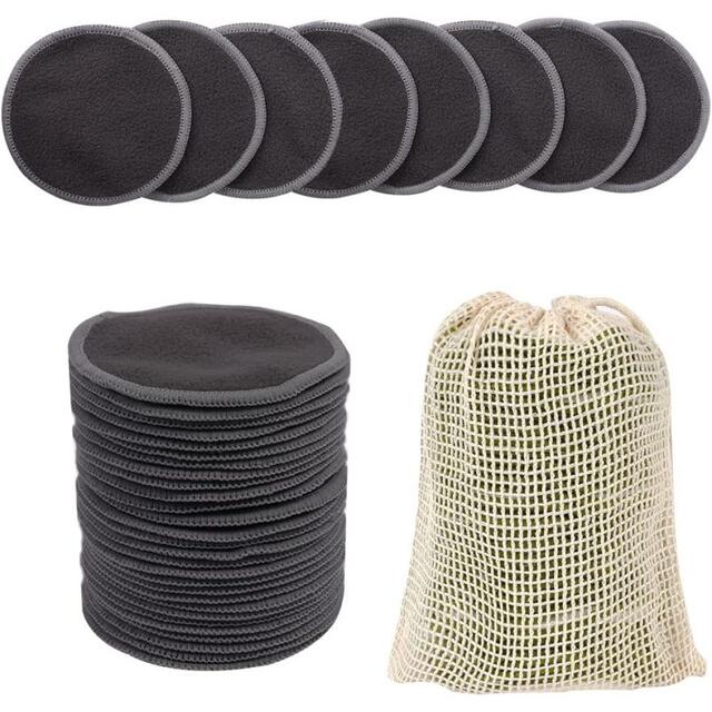 Manufacturer Wholesale Reusable Washable Makeup Remover Cotton Pads Two-Layer Facial Cleansing Pads Bamboo Charcoal Fiber Makeup Remover Pads detail 10
