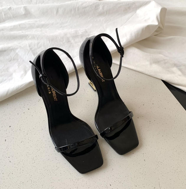 Cross-Border Hot-Selling Syl Sandals for Women, Ysl Metallic Heel Patent Leather Saint Laurent Single-Strap High Heels for Women, Large Size detail 5