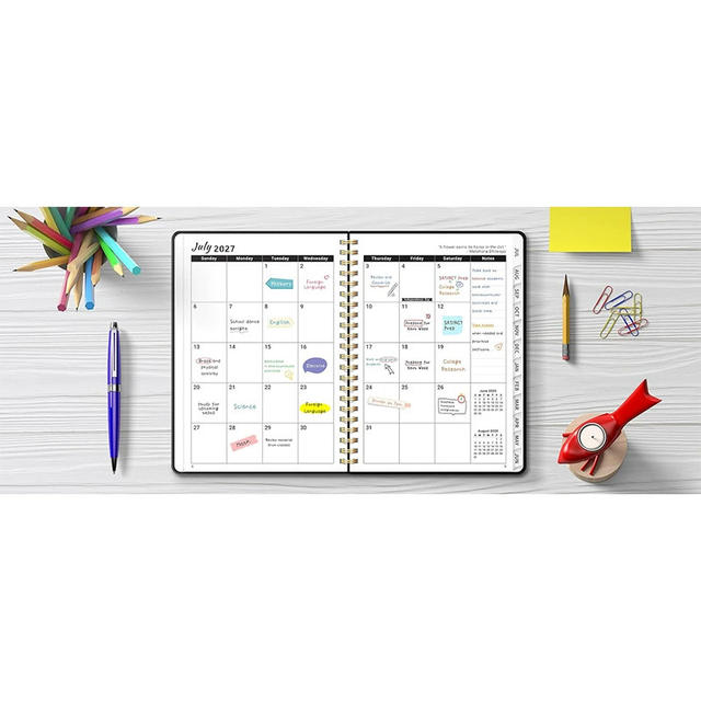 Cross-Border Amazon A5 Notebook Customized 2027 English Annual Planner Spiral-Bound Schedule Notebook Notepad detail 2