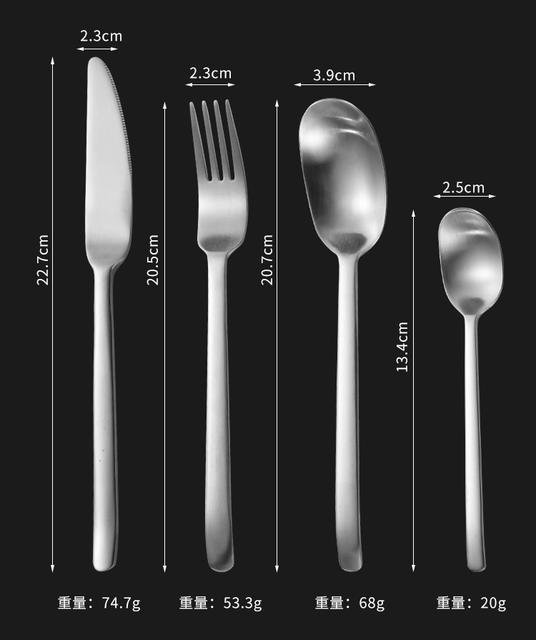 Foreign Trade Stainless Steel Knife, Western-Style Fork and Spoon Cutlery Set, High-End American Industrial Style Matte Steak Knife, Dessert Knife detail 12