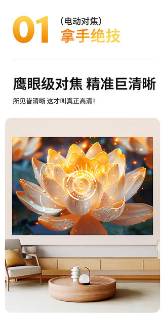 2026 New Model Projector for Home Use in Bedroom, Small Ultra-High-Definition Projector for Student Dormitory with 5g Mobile Screen Projection detail 2