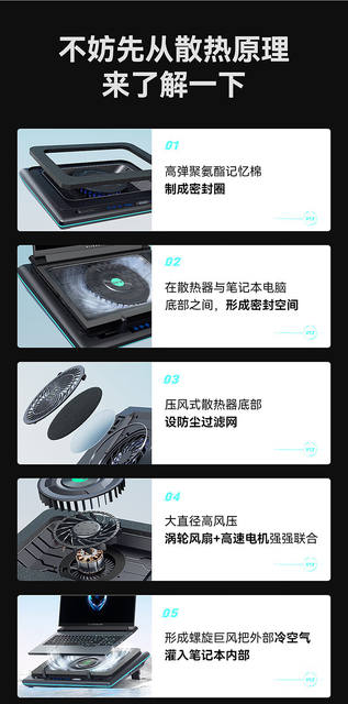 Green Giant Energy Notebook Radiator Air-cooled Cooling Game Special Band Expansion Cool RGB Light Effect V12 detail 6