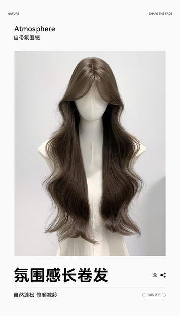 Cross-Border Wholesale of Women's Wigs, Internet Celebrity Daily Hazelnut Gray Bun Long Curly Hair, Realistic Natural Middle Part Full Head Wig detail 1