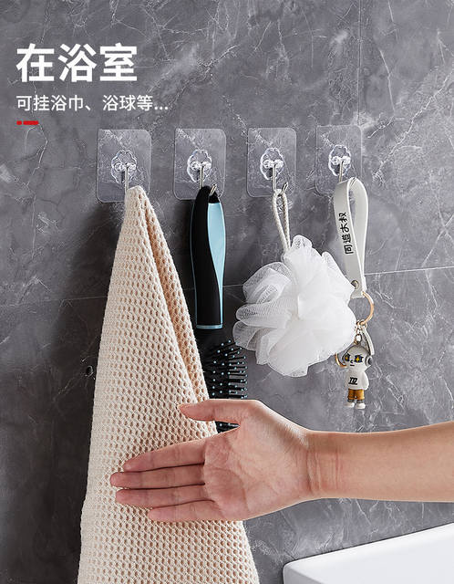 Hook, No Punching, Sticky Hook, Strong Adhesive Sticker, Stainless Steel Hook, Traceless Nail Behind Door, Kitchen Bathroom Transparent Hook detail 9