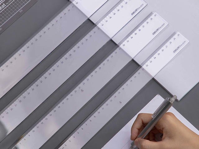 Deli 6240 Ruler 20/30/40/50/60cm Student Drawing Transparent Scale Plastic Ruler Stationery detail 2