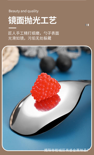 Thickened Stainless Steel Spoon, High-Quality Household Children's Small Soup Spoon, Large Rice Spoon, High-End Chinese-Style Daily Tableware from Jieyang detail 9