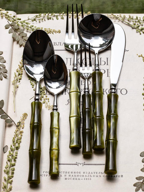 High-Quality Stainless Steel Cutlery Set: Steak Knife, Fork, and Spoon Three-Piece Set, High-End Western-Style Dessert Spoon, Long-Handled Knife, Fork, and Spoon detail 10