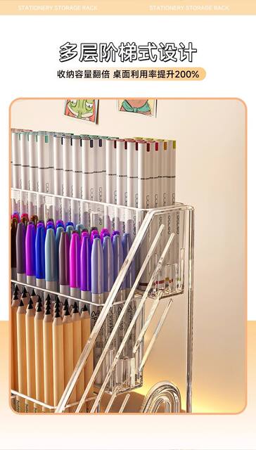 Pen Holder Watercolor Pen Large Capacity Acrylic Divided Pen Holder Book Desktop Brush Storage Rack Marker Pen Display Rack detail 3