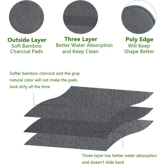 Manufacturer Wholesale Reusable Washable Makeup Remover Cotton Pads Two-Layer Facial Cleansing Pads Bamboo Charcoal Fiber Makeup Remover Pads detail 2