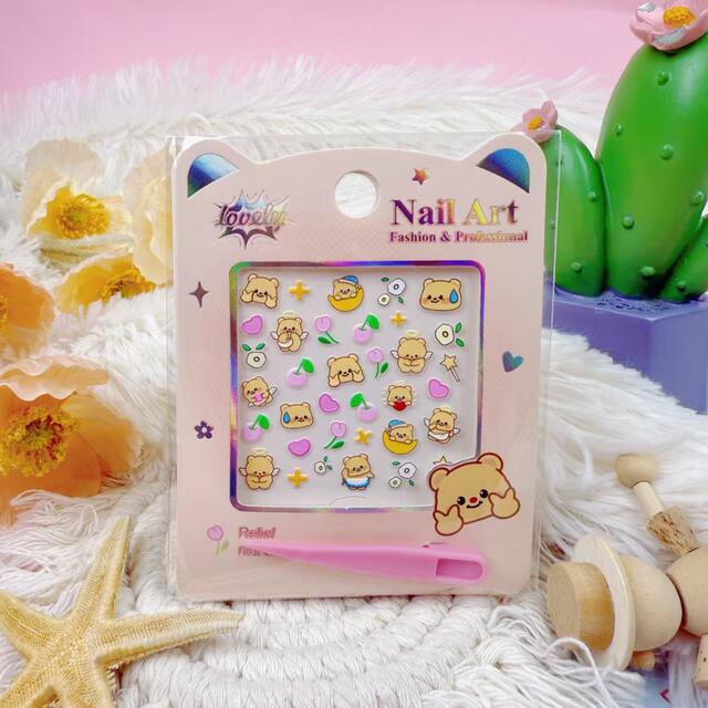 New 3D cartoon cute children's nail stickers waterproof nail stickers uv relief three-dimensional little girl nail stickers detail 5
