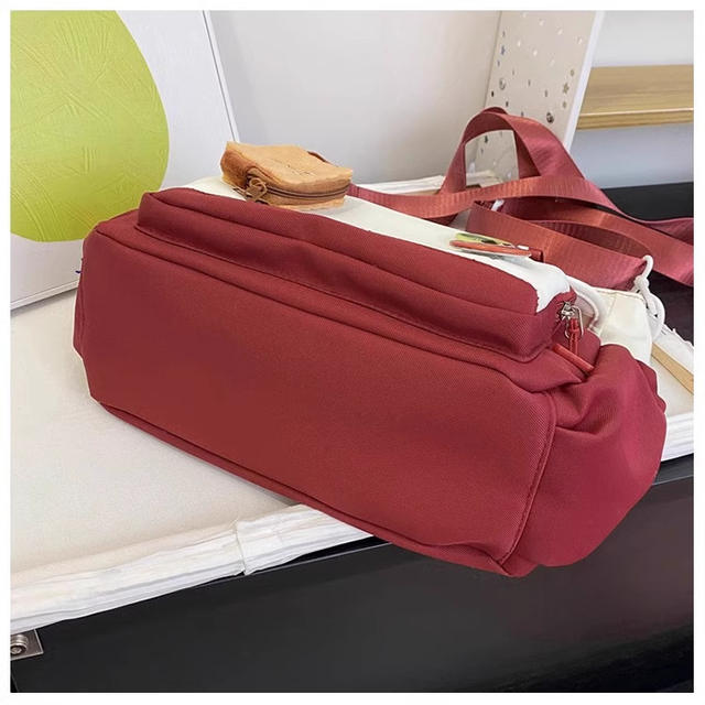 Japanese Ins Contrast Color Student Handbag Tillage Bag Canvas Junior High School Student Large Capacity Class Bag Women's Crossbody Bag detail 7