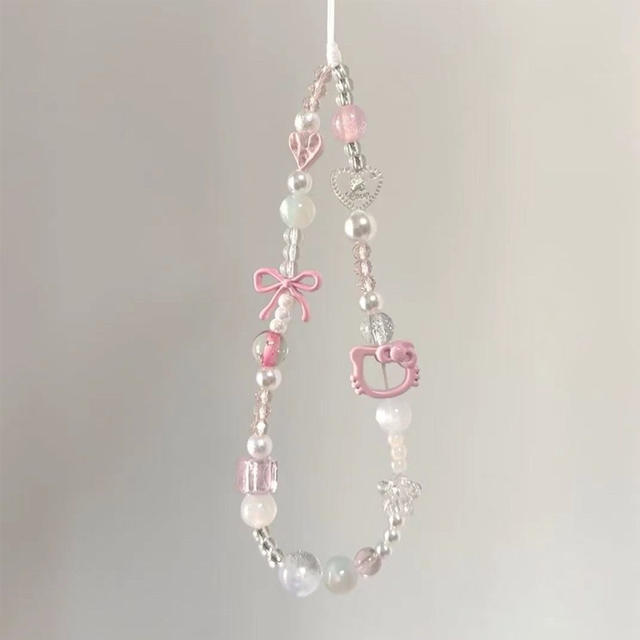 New Cross-Border Sweet Style Phone Lanyard with Fresh Beaded Design, Personalized Phone Chain, Ccd Camera Portable Accessory detail 6