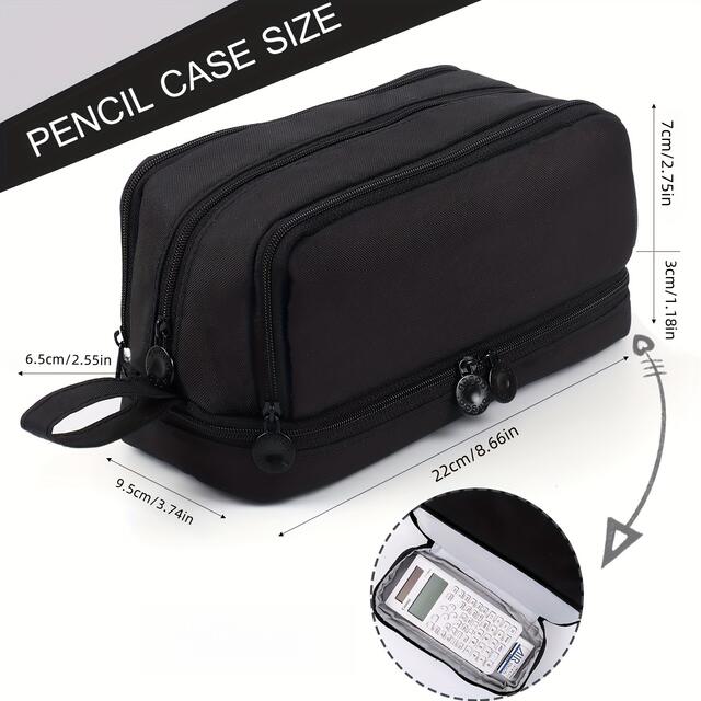 Four-Layer Double-Opening Windowed Cross-Border Pencil Case, Simple Large-Capacity Pencil Box, Multi-Functional Storage Student Solid Color Zipper Stationery Box detail 2