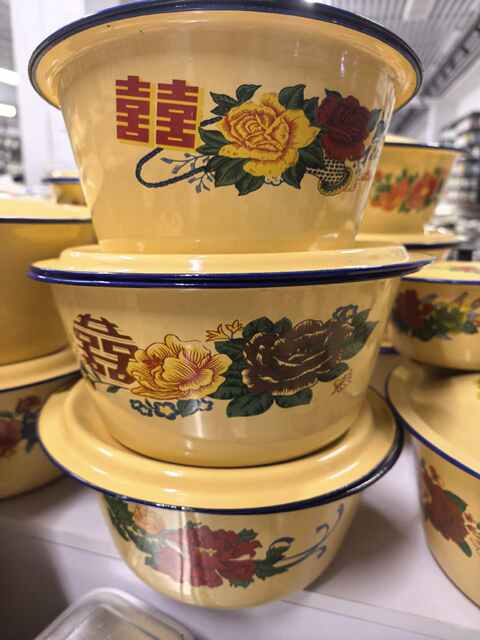 Enamel Cake Basin, Wash Basin, Yellow Deepened Soup Pot and Basin, Dumpling Filling Basin, Enamel Enamel Soup Basin with Lid detail 6