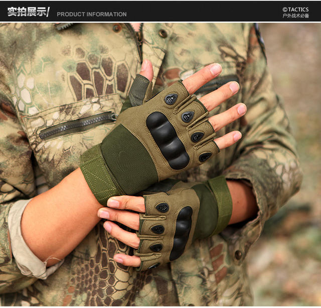 Half-Finger Tactical Gloves for Men, Training, Fighting, Cycling, Motorcycle, Outdoor Safety Protection, Shock-Absorbing Camouflage Gloves detail 7
