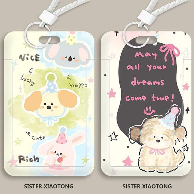 Cute Puppy Cartoon Animal Student Campus Card Double-Sided Meal Card Holder Id Protection Cover Bus Card Id Card detail 8