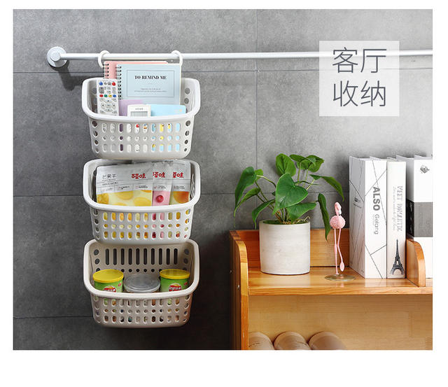 Hangable Storage Basket Bathroom Hanging Basket Dormitory Household Plastic Toilet Wash Multi-functional Stacked Storage Basket detail 10