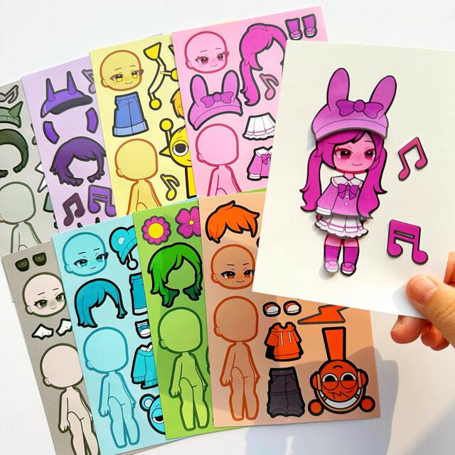 Rhythm Box Sprunki Character Dress up Stickers Girls Boys Children's Educational Face Changing Concentration Sticker Book detail 11