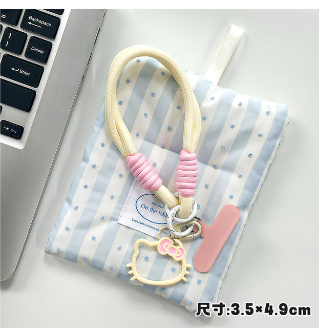 Cross-Border Wholesale Cartoon Kt Cat Phone Strap Girly Heart Bag Pendant Double-Ended Clip Hanging Chain Woven Wrist Strap detail 8