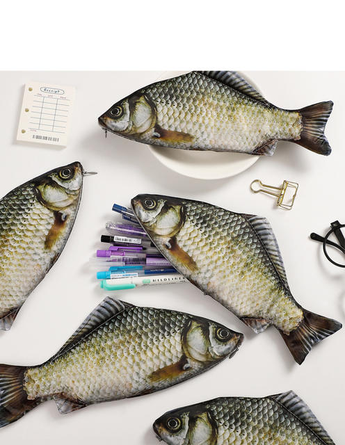 Creative Simulation Carassius Carassius Carassius Personality Funny Salted Fish Pencil Bag Fresh Sea Fish Fish Shaped Pencil Bag Shake Tone Same detail 4