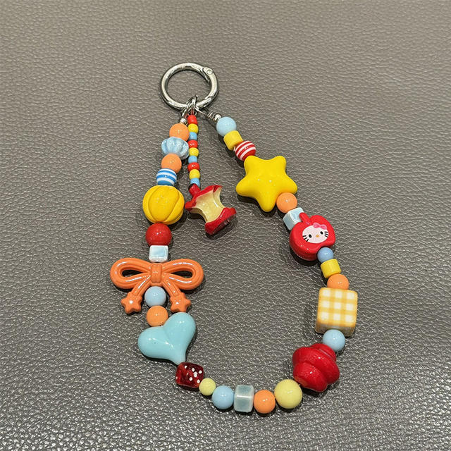 New Cross-Border Sweet Style Phone Lanyard with Fresh Beaded Design, Personalized Phone Chain, Ccd Camera Portable Accessory detail 2
