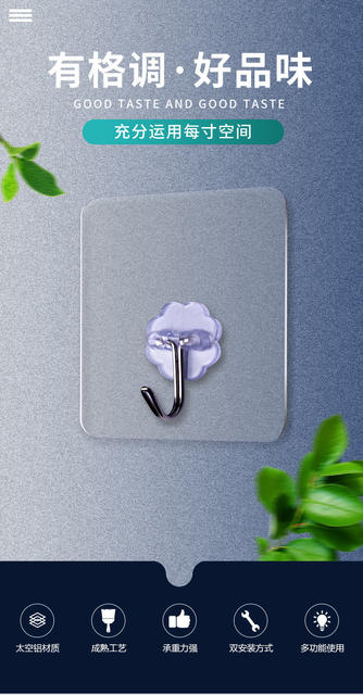 Japanese 100000 Punch-free Transparent Hook Non-marking Adhesive Hook Bathroom Kitchen Coat Storage Hook Source Manufacturer detail 1
