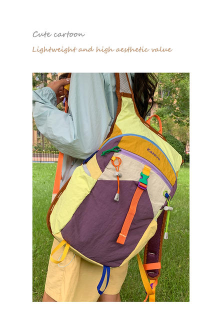 Women's Backpack with Unique Design, Dopamine Color-Blocking, Large Capacity Backpack for Men, Outdoor Hiking and Mountaineering Bag, Cycling Bag detail 1