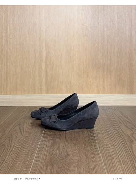 Sheepskin Version~ Gentle and Versatile Bow-Knot Round-Toe Wedge-Heeled Shallow-Mouthed Single Shoes for Women, Comfortable Mary Jane Shoes for Daily Commuting detail 9
