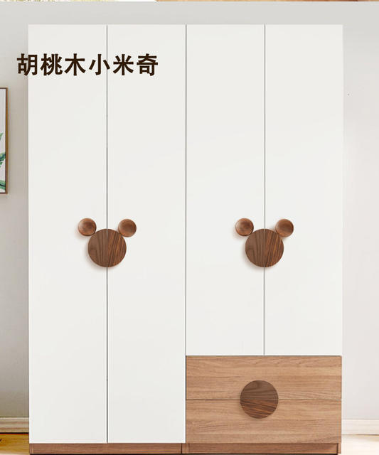 Mickey Children's Room Wooden Handle Drawer Furniture Cute Cartoon Bear Semi-Circular Wooden Wardrobe Door Handle detail 10