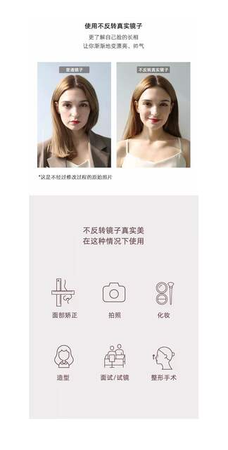 No Mirror, No Reversal, Real Mirror, Non-Mirror Image, Left and Right, No Reversation Mirror, Right Angle, Forward to High-Definition Makeup Mirror detail 4
