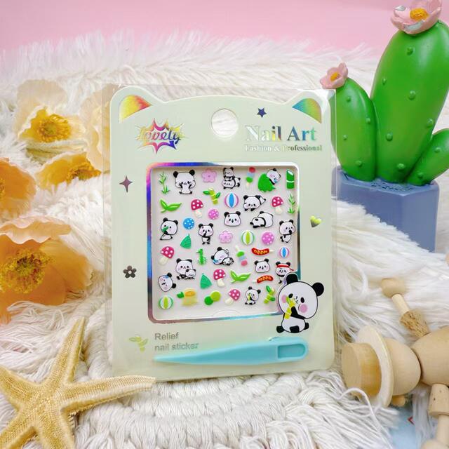 New 3D cartoon cute children's nail stickers waterproof nail stickers uv relief three-dimensional little girl nail stickers detail 11