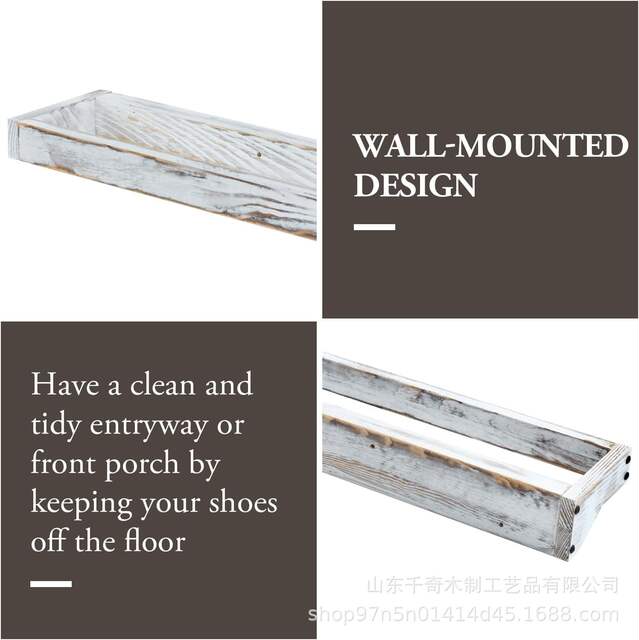 Wooden Wall-Mounted Shoe Rack Storage Shelf Hanging Shoe Organizer Entryway Shoe Storage Rack Wooden Shoe Rack detail 10